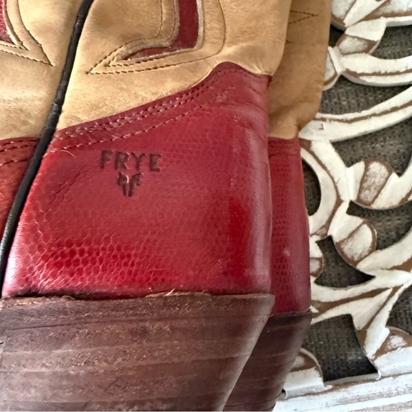 Frye Red Leather VINTAGE Cowboy Western Boots Women’s 5 - Picture 9 of 10